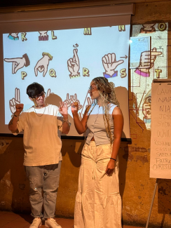 Students in an ASL class practice their signing.